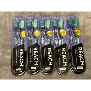 🔥10 Reach Essentials Soft Bristle Toothbrushes w/ Brush Caps 2ct Pks x 5 NWT🔥
